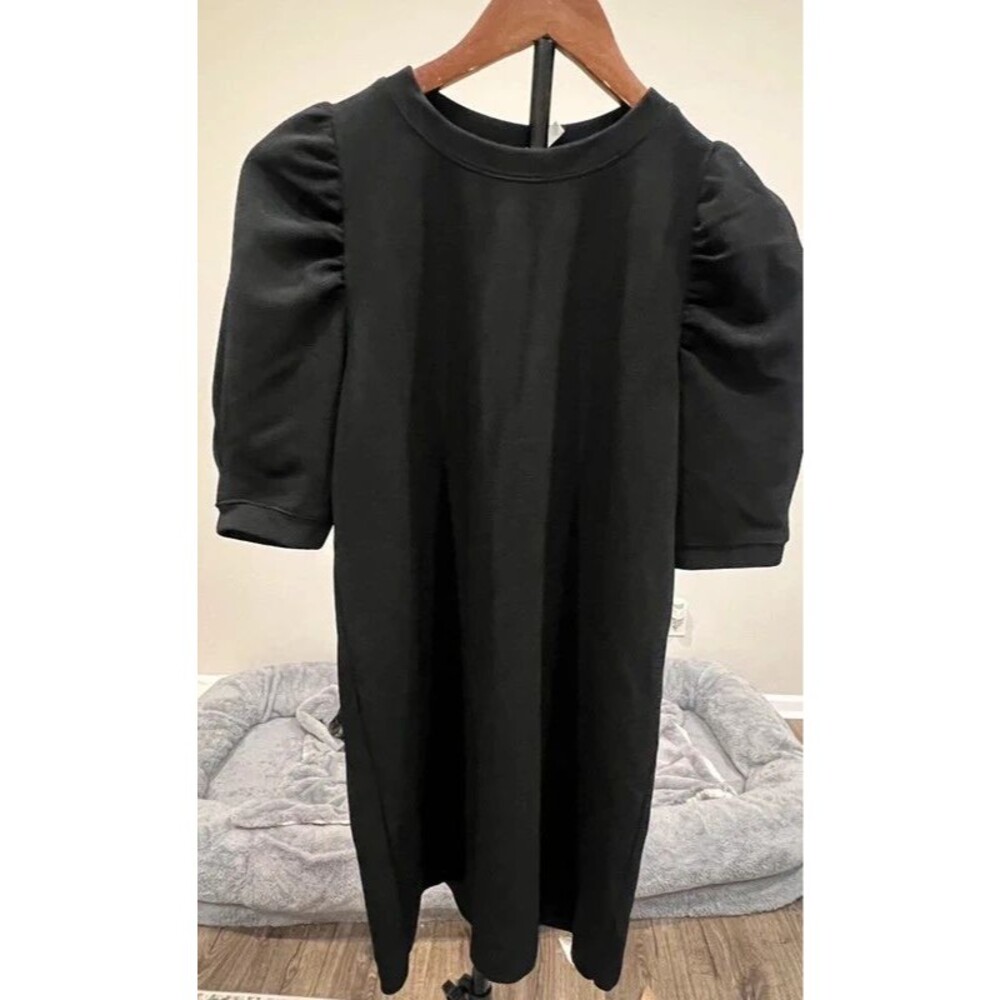 Versona Black Puff Sleeve Midi Dress Size Small